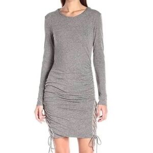 Pam & Gela Heather Grey Long Sleeve Twisted Lace Up Dress size Small NWOT